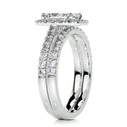 1.50 CT Radiant Halo CVD F/VS Diamond Bridal Ring Set - Barbara Maison 