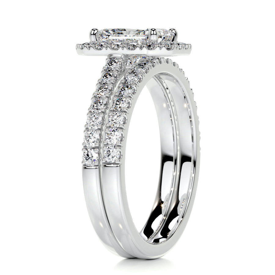 1.50 CT Radiant Halo CVD F/VS Diamond Bridal Ring Set - Barbara Maison 