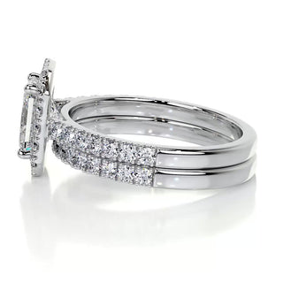 1.50 CT Radiant Halo CVD F/VS Diamond Bridal Ring Set - Barbara Maison 