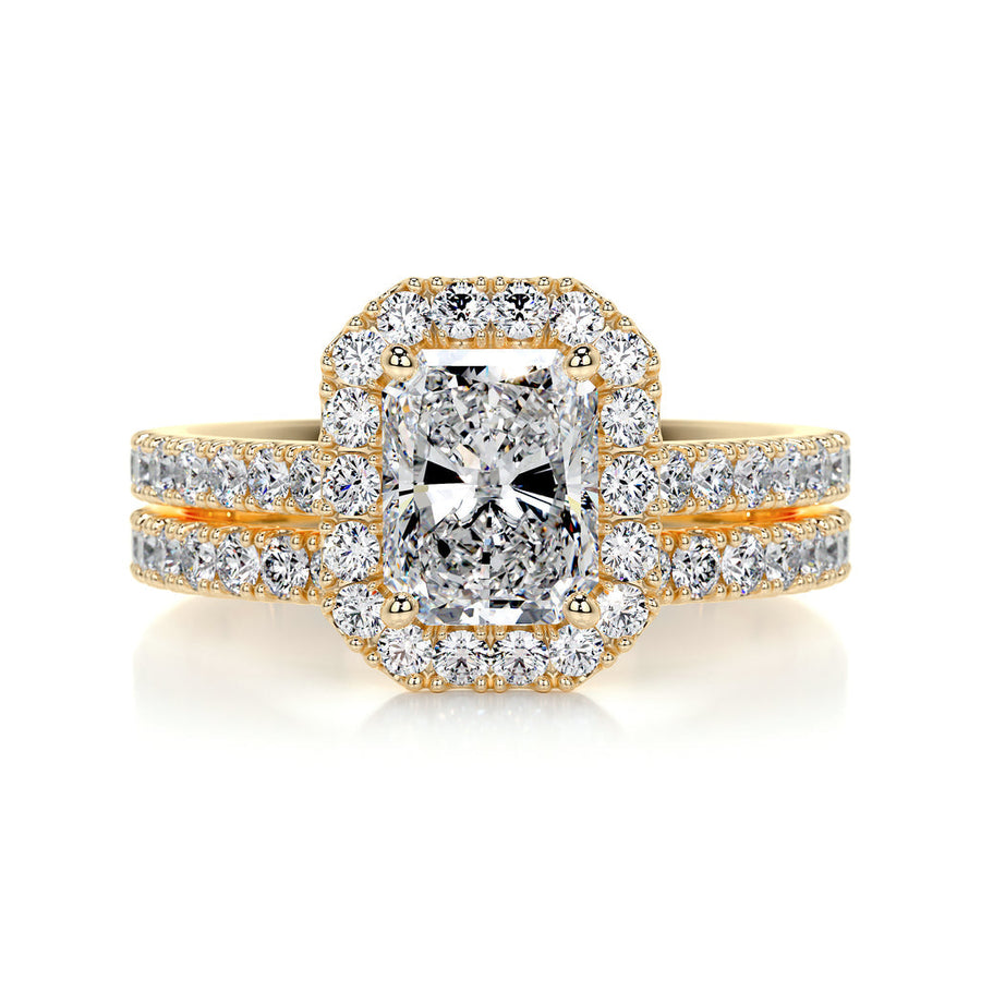1.50 CT Radiant Halo CVD F/VS Diamond Bridal Ring Set - Barbara Maison 