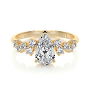 1.0 CT Pear Cluster CVD E/VS2 Diamond Engagement Ring - Barbara Maison 