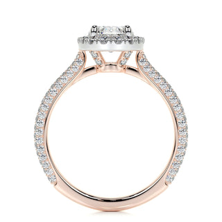 1.50 CT Oval Halo CVD F/VS2 Diamond Engagement Ring - Barbara Maison 