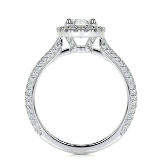 1.50 CT Oval Halo CVD F/VS2 Diamond Engagement Ring - Barbara Maison 