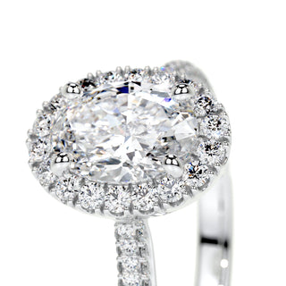 1.50 CT Oval Halo CVD F/VS2 Diamond Engagement Ring - Barbara Maison 