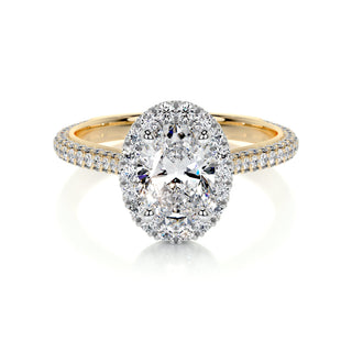 1.50 CT Oval Halo CVD F/VS2 Diamond Engagement Ring - Barbara Maison 