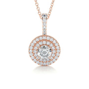 0.50 CT Round Double Halo CVD F/VS Diamond Necklace - Barbara Maison 