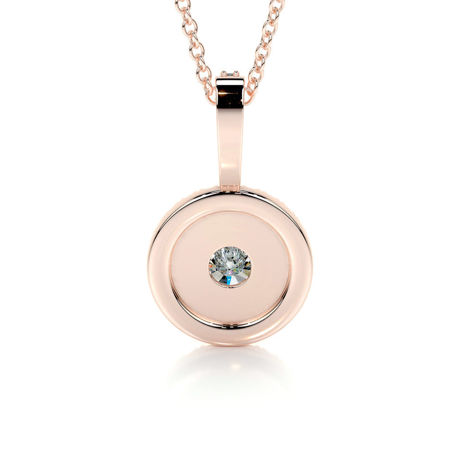 0.50 CT Round Double Halo CVD F/VS Diamond Necklace - Barbara Maison 
