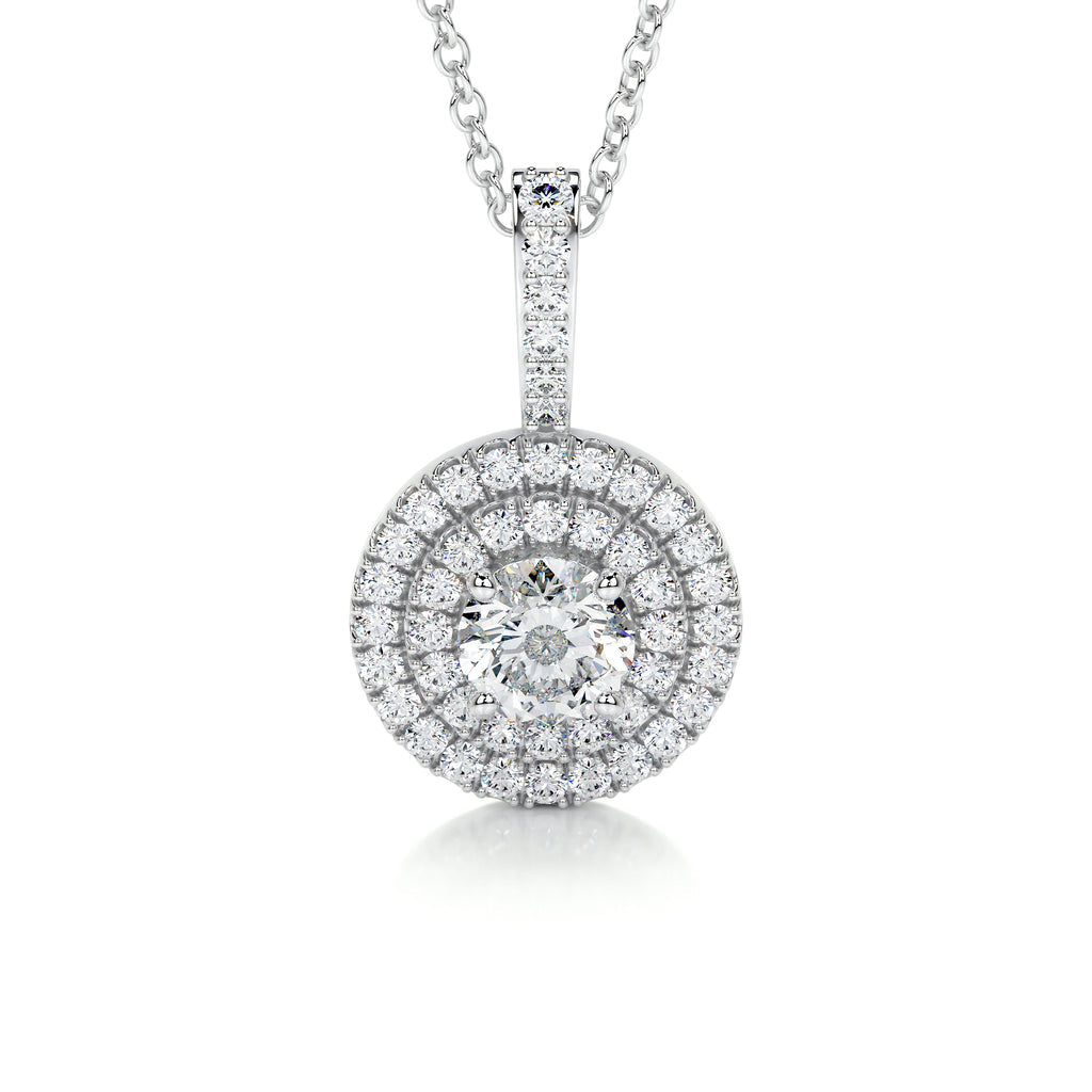 0.50 CT Round Double Halo CVD F/VS Diamond Necklace - Barbara Maison 