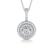 0.50 CT Round Double Halo CVD F/VS Diamond Necklace - Barbara Maison 