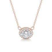 1.0 CT Oval Halo CVD F/VS Diamond Necklace - Barbara Maison 