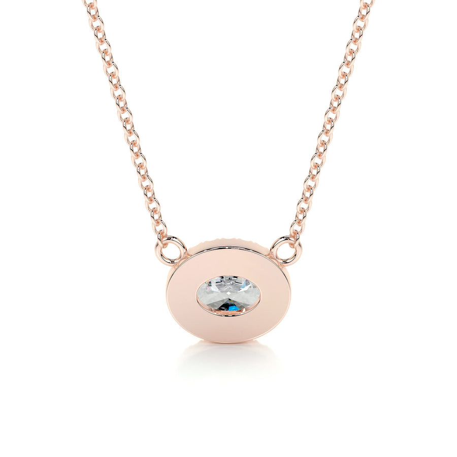 1.0 CT Oval Halo CVD F/VS Diamond Necklace - Barbara Maison 
