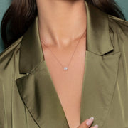 1.0 CT Oval Halo CVD F/VS Diamond Necklace - Barbara Maison 