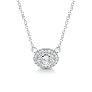 1.0 CT Oval Halo CVD F/VS Diamond Necklace - Barbara Maison 