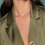 1.0 CT Oval Halo CVD F/VS Diamond Necklace - Barbara Maison 