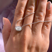 1.0 CT Oval Halo CVD F/VS Diamond Necklace - Barbara Maison 