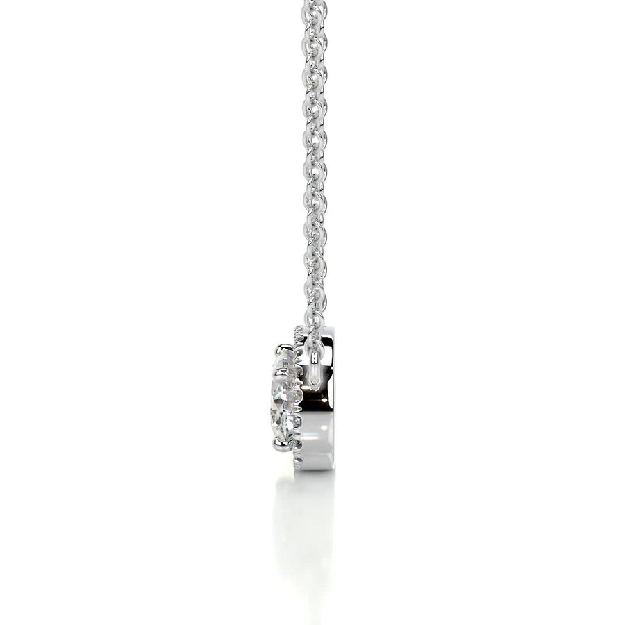 1.0 CT Oval Halo CVD F/VS Diamond Necklace - Barbara Maison 