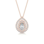 1.0 CT Pear Double Halo CVD F/VS Diamond Necklace - Barbara Maison 