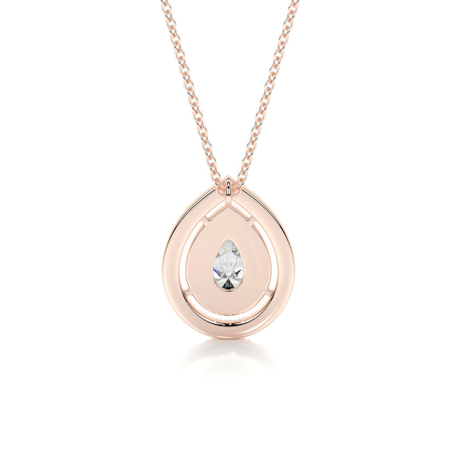 1.0 CT Pear Double Halo CVD F/VS Diamond Necklace - Barbara Maison 