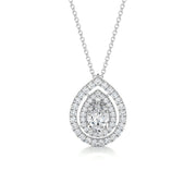 1.0 CT Pear Double Halo CVD F/VS Diamond Necklace - Barbara Maison 