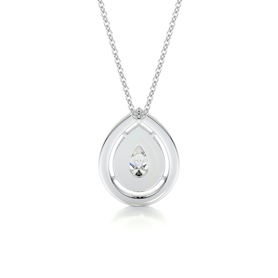1.0 CT Pear Double Halo CVD F/VS Diamond Necklace - Barbara Maison 
