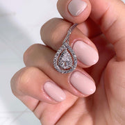 1.0 CT Pear Double Halo CVD F/VS Diamond Necklace - Barbara Maison 