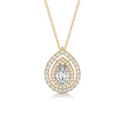 1.0 CT Pear Double Halo CVD F/VS Diamond Necklace - Barbara Maison 