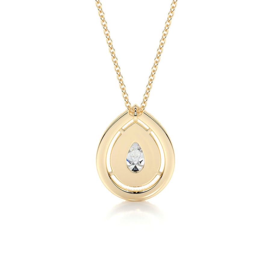1.0 CT Pear Double Halo CVD F/VS Diamond Necklace - Barbara Maison 