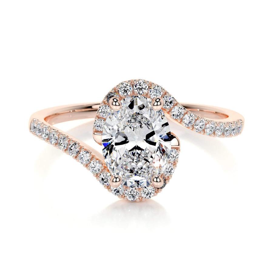 1.0 CT Oval Bypass Setting CVD E/VS1 Diamond Engagement Ring - Barbara Maison 