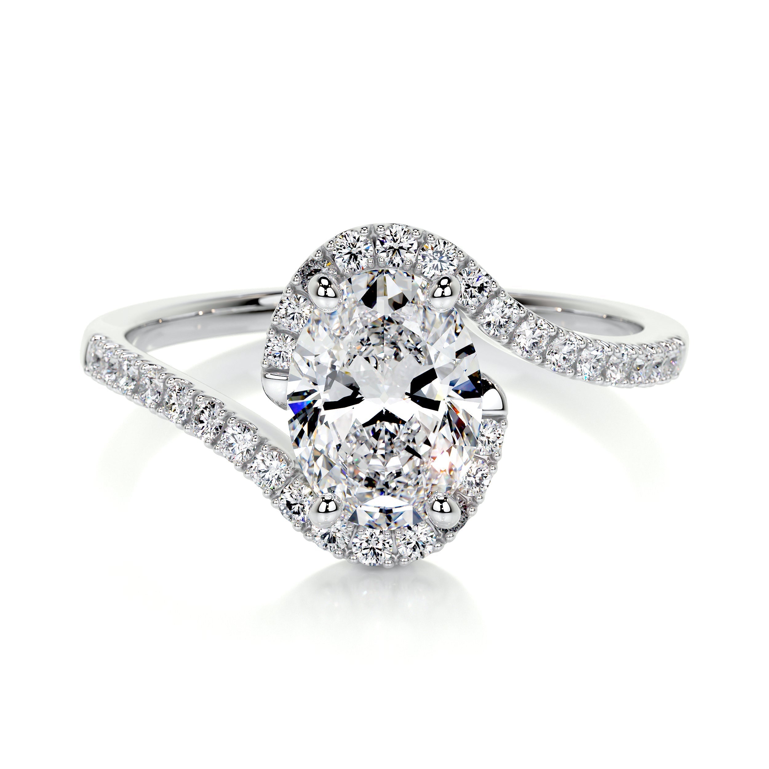 1.0 CT Oval Bypass Setting CVD E/VS1 Diamond Engagement Ring - Barbara Maison 