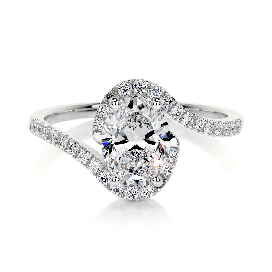 1.0 CT Oval Bypass Setting CVD E/VS1 Diamond Engagement Ring - Barbara Maison 