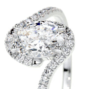 1.0 CT Oval Bypass Setting CVD E/VS1 Diamond Engagement Ring - Barbara Maison 