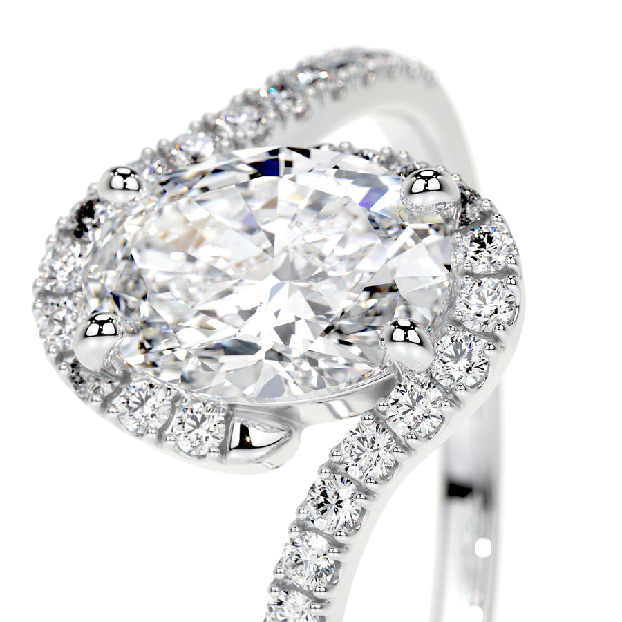 1.0 CT Oval Bypass Setting CVD E/VS1 Diamond Engagement Ring - Barbara Maison 