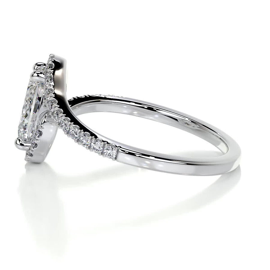 1.0 CT Oval Bypass Setting CVD E/VS1 Diamond Engagement Ring - Barbara Maison 