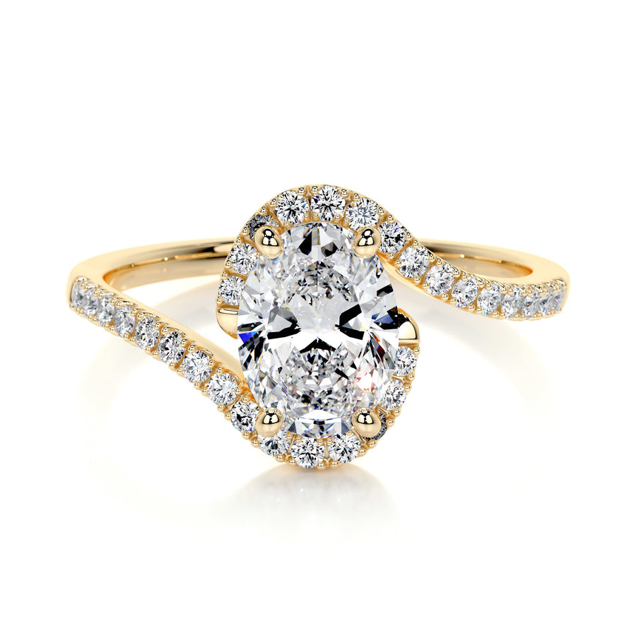 1.0 CT Oval Bypass Setting CVD E/VS1 Diamond Engagement Ring - Barbara Maison 