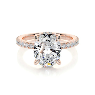 2.0 CT Oval Hidden Halo CVD E/VS2 Diamond Engagement Ring - Barbara Maison 