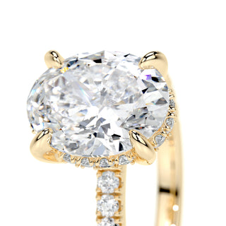 2.0 CT Oval Hidden Halo CVD E/VS2 Diamond Engagement Ring - Barbara Maison 