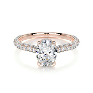 2.0 CT Oval Hidden Halo CVD F/VS1 Diamond Engagement Ring - Barbara Maison 