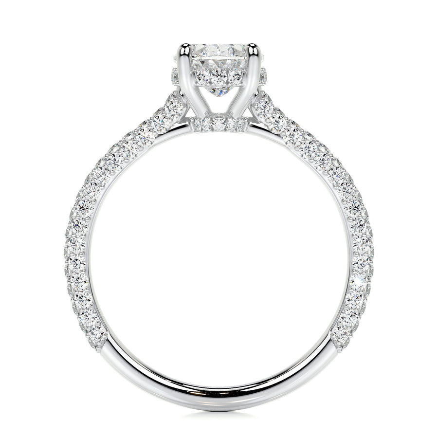 2.0 CT Oval Hidden Halo CVD F/VS1 Diamond Engagement Ring - Barbara Maison 