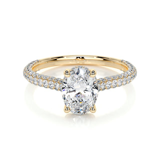 2.0 CT Oval Hidden Halo CVD F/VS1 Diamond Engagement Ring - Barbara Maison 