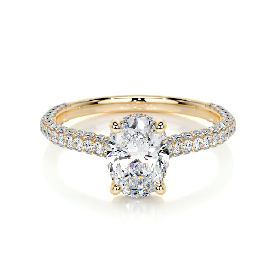 2.0 CT Oval Hidden Halo CVD F/VS1 Diamond Engagement Ring - Barbara Maison 