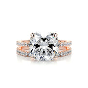 3.0 CT Cushion Solitaire CVD F/VS Diamond Bridal Ring Set - Barbara Maison 