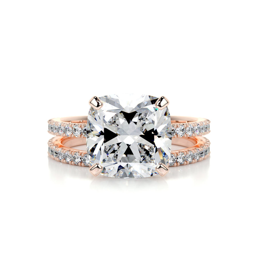 3.0 CT Cushion Solitaire CVD F/VS Diamond Bridal Ring Set - Barbara Maison 