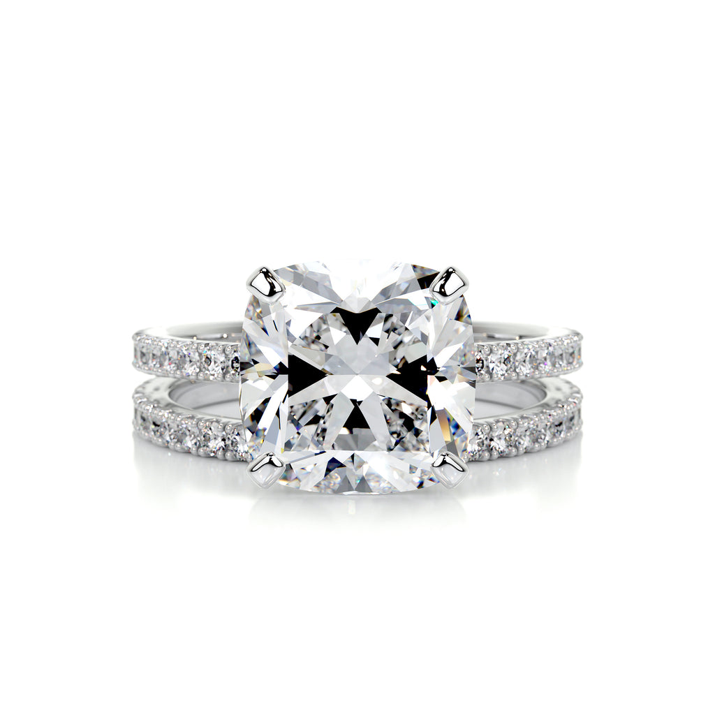 3.0 CT Cushion Solitaire CVD F/VS Diamond Bridal Ring Set - Barbara Maison 