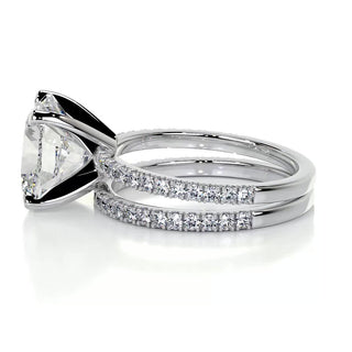 3.0 CT Cushion Solitaire CVD F/VS Diamond Bridal Ring Set - Barbara Maison 