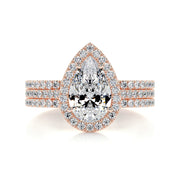 2.0 CT Pear Halo CVD F/VS Diamond Bridal Set - Barbara Maison 