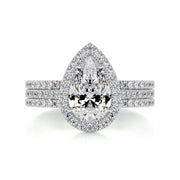 2.0 CT Pear Halo CVD F/VS Diamond Bridal Set - Barbara Maison 