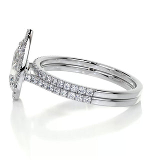 2.0 CT Pear Halo CVD F/VS Diamond Bridal Set - Barbara Maison 