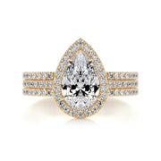 2.0 CT Pear Halo CVD F/VS Diamond Bridal Set - Barbara Maison 