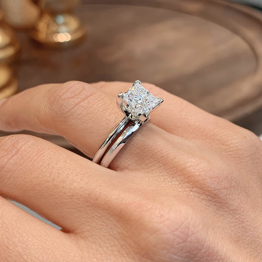 2.0 CT Princess Solitaire CVD F/VS Diamond Bridal Set - Barbara Maison 