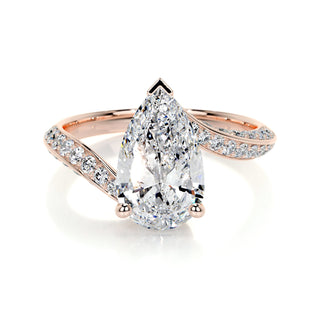 2.0 CT Pear Bypass CVD E/VS2 Diamond Engagement Ring - Barbara Maison 